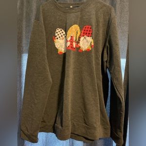 Charcoal long sleeve Christmas holiday gnome shirt